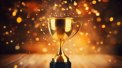 A golden trophy cup with a sparkling finish