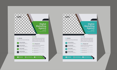 Corporate business flyer template design set in Two Colors. Marketing, business proposal, promotion, advertise, publication. Space for photo background, vector illustration template in A4 size.