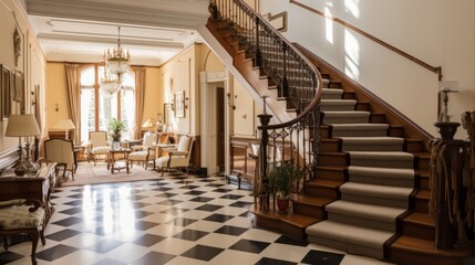 Historic mansion pension with vintage elegance and timeless charm - obrazy, fototapety, plakaty