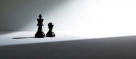 Believe in yourself confident being pawn and king silhouette in chess - obrazy, fototapety, plakaty