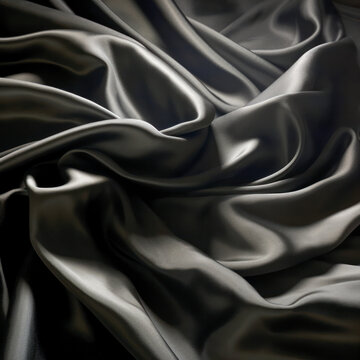 Gewellter schwarzer Samt, eleganter Hintergrund, Generative AI