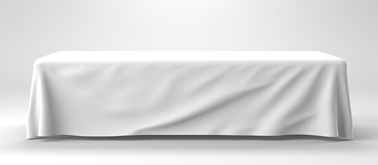 Adjustable white table runner isolated on white background with stitched box fit render Front View