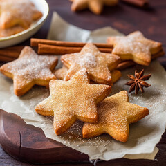 Leckeres Weihnachtsgebäck, Zimsterne, Generative AI