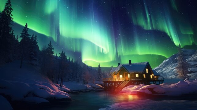 enchanting Northern Lights dancing across the Arctic skies in your polar-themed images.