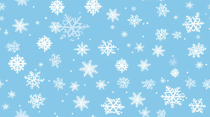 Christmas snowflakes on a light blue background, repeatable seamless pattern