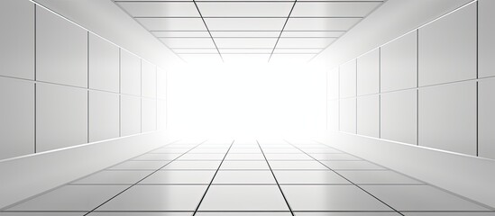 Abstract white rectangular tile flooring and ceiling with surface texture for a text background