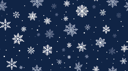 Christmas snowflakes on a navy blue background, repeatable seamless pattern