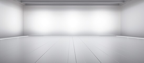 Empty gray studio floor with backdrop and spotlight for product display - obrazy, fototapety, plakaty