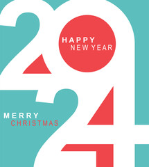 2024 typography design concept.Happy new year 2024 cover design with stylish and nice colors for banners, posters and greetings.