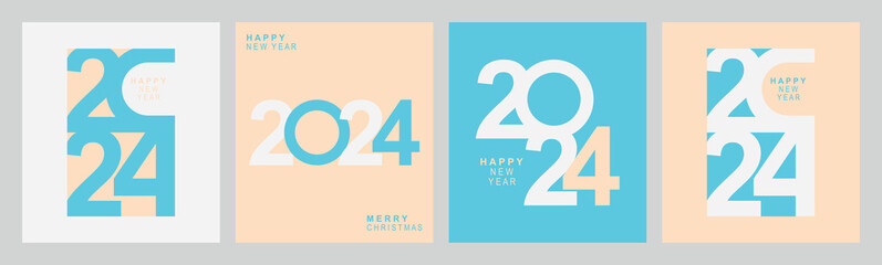 2024 typography design concept.Happy new year 2024 cover design with stylish and nice colors for banners, posters and greetings.