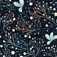 Vector seamless pattern with yellow berries. Abstract illustration