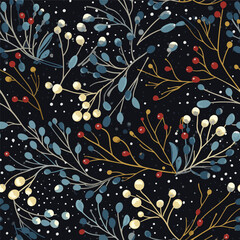Vector seamless pattern with yellow berries. Abstract illustration