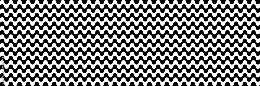 Poster horizontal trendy black and white wavy design for pattern and background.