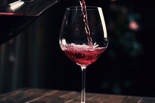 A glass of red wine being poured into a wine glass. Perfect for wine enthusiasts and food and beverage concepts.