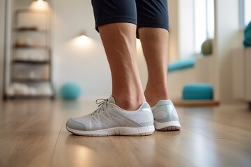 Naklejka premium A person standing on a hard wood floor. Versatile image suitable for various uses.