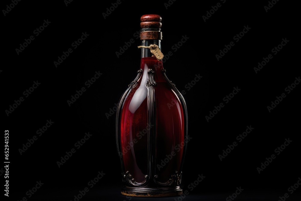 Poster a bottle of red wine with a cork stopper. perfect for wine enthusiasts and wine connoisseurs. can be