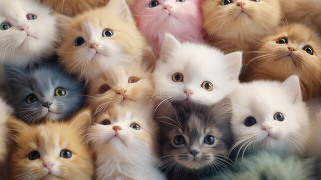 A bunch of kittens that are sitting together
