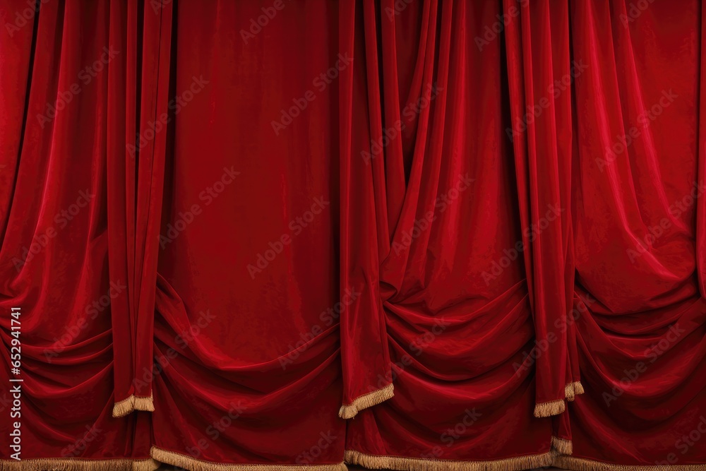 Poster a room with a striking red curtain and a sleek black floor. this image can be used to add a touch of