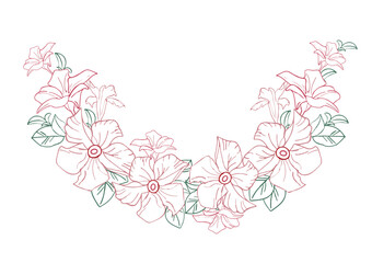 Jasmine exotic flower boarder, hand drawn vector illustration for card or wedding invite