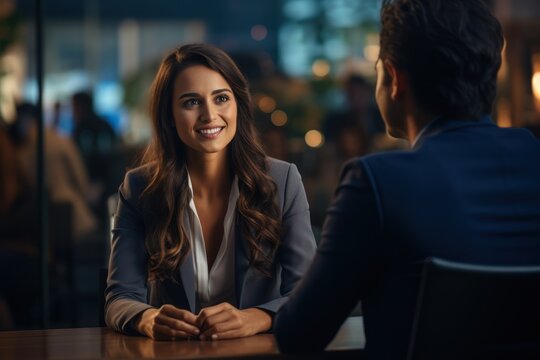 Human Resources Manager Employer experts, and bosses, are listening to female Latino applicants in job interviews. Customer advisor at the meeting Employment agency