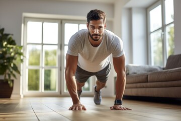 Fototapeta premium sports exercise and healthy lifestyle - man doing abdominal exercise