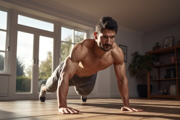 Obraz premium sports exercise and healthy lifestyle - man doing abdominal exercise