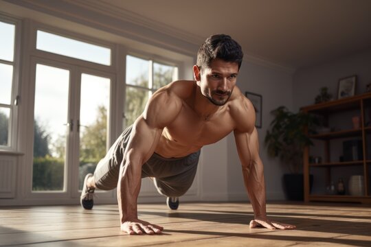 sports exercise and healthy lifestyle - man doing abdominal exercise