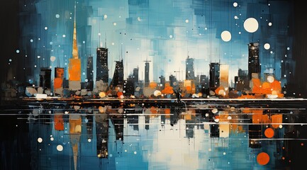 modern abstract artwork city landscape