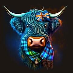 Love at First Sight: The Enchanting Scottish Cow. AI generated image