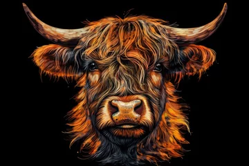 Foto op Canvas Portrait of Scottish Sweetness: The Charming Cow. AI generated image © anavanesagarna