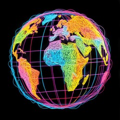 a colorful globe with lines around it