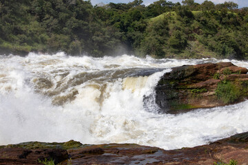 Naklejka na ściany i meble Murchison Falls, the waterfall where the Nile River plunges over a cliff.