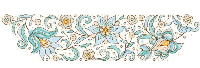 Floral frame, vignette, border, card design template. Square element in Eastern style. Floral border. Arabic ornament. Flower ornaments. Ornamental decoration