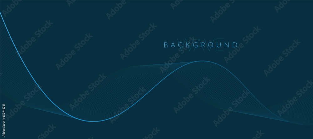 Wall mural abstract blue background with wavy lines. lines vector illustration. creative line art blue backgrou