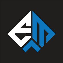 EM letter logo design on black background. EM creative initials letter logo concept. EM letter design.
