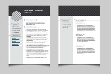 Double sided CV template. Classy employment interview minimalist sample simple applications resume creative vector illustration design. professional corporate company job modern cover curriculumvitae