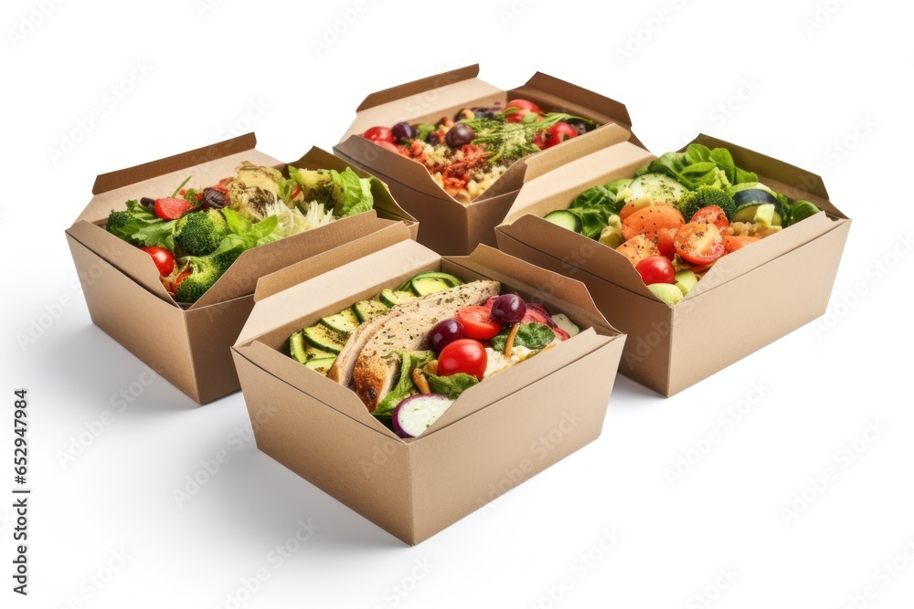Poster a group of boxes filled with different types of food. perfect for illustrating food variety and opti