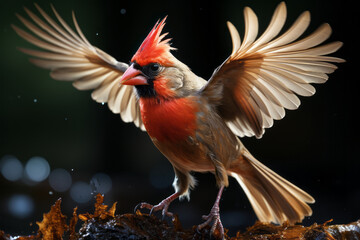Northern Cardinal coming in for a landing