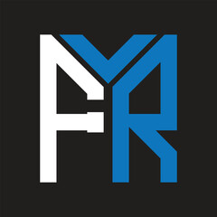 Obraz premium FR letter logo design on black background. FR creative initials letter logo concept. FR letter design. 