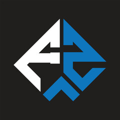 FZ letter logo design on black background. FZ creative initials letter logo concept. FZ letter design.
