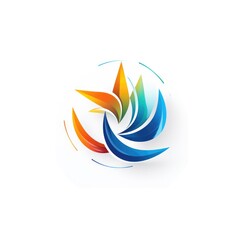 Obraz premium Circle water logo, wind sphere plant leaves, wings flame sun abstract infinity, Generative Ai