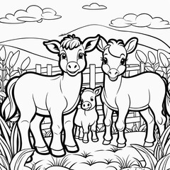 baby-farm-animals-coloring-book-page-cartoon-happy-fun-black-and-white-ultra-hd