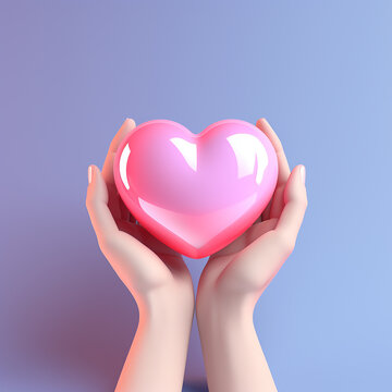 Image of 3D heart in hands