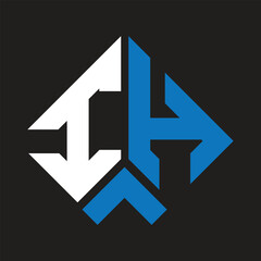 IH letter logo design on black background. IH creative initials letter logo concept. IH letter design.
