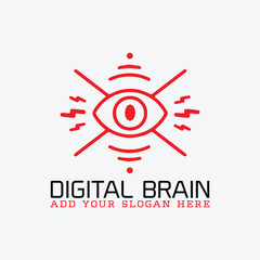 digital brain logo design vector