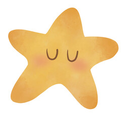 cate cartoon yellow draw water color star fish