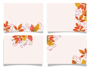 Modèles d'invitations de mariage carrées avec un bouquet d'automne. Branches et feuilles brunes et dorées, herbe de pampa, herbe sèche. Mariage bohème et rustique. Vecteur