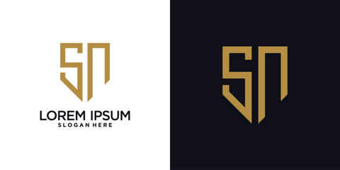 Monogram logo design initial letter s combined with shield element and creative concept