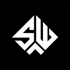 SW letter logo design on black background. SW creative initials letter logo concept. SW letter design.
