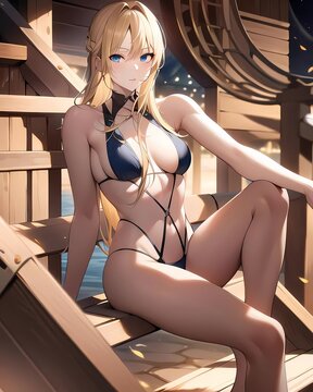 anime girl in bikini - Generative AI